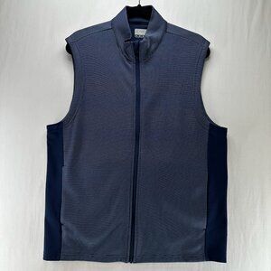 PGA Tour Full Zip Golf Vest Mens M Textured Fleece Sporty Pocket Colorblock Blue